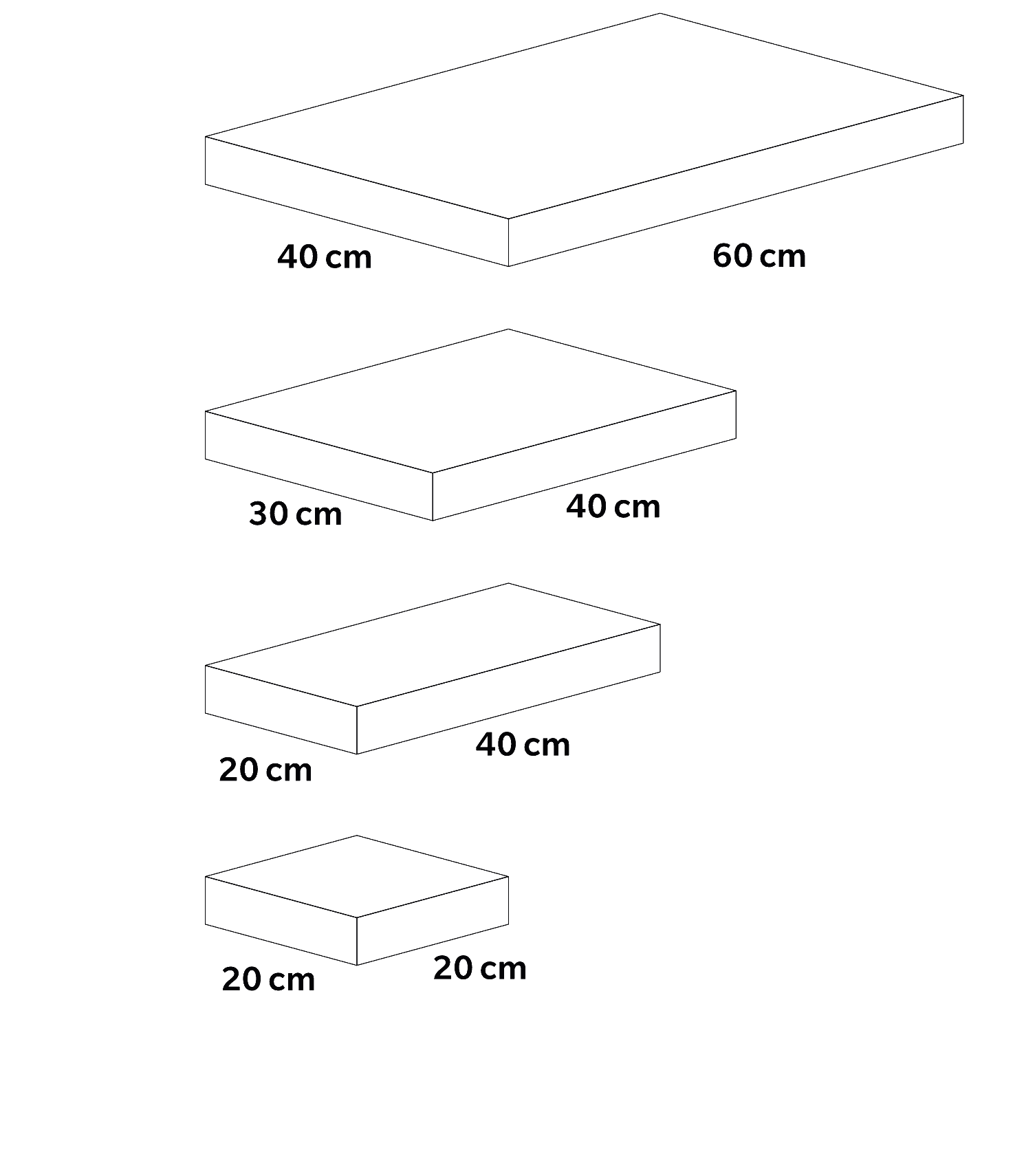 Formaty płyt Ventura: 60 × 40 cm, 40 × 30 cm, 40 × 20 cm oraz 20 × 20 cm.